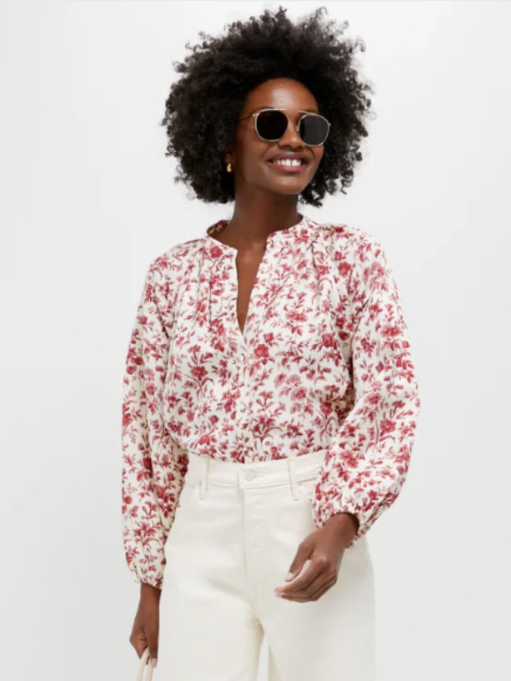 NWT Tuckernuck Sawyer Blouse in Pomegranate Bloom - size M